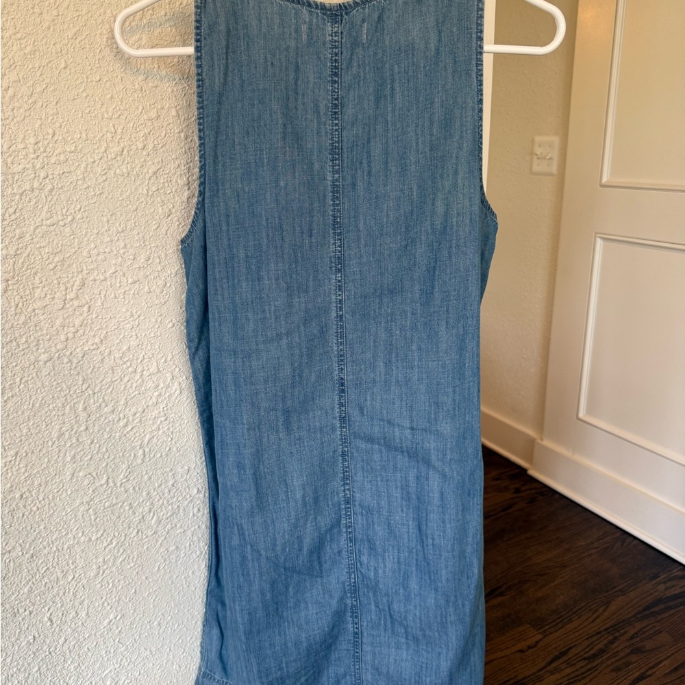 Madewell Light Blue Chambray Denim Button-Front Sleeveless Dress - Picture 6 of 6